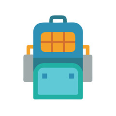 Blue and Green Backpack Illustration on a Black Background