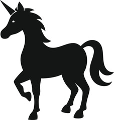 Black Silhouette of a Unicorn Standing Profile