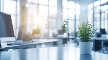Modern white and blue open space office interior