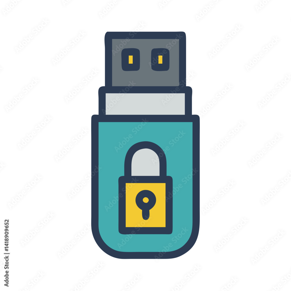 Poster Secure USB drive protecting sensitive data on black background