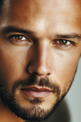 Fototapeta premium Close-up of a smiling business man, a handsome business tough guy