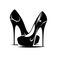 high heels silhouette black white vector fashion design