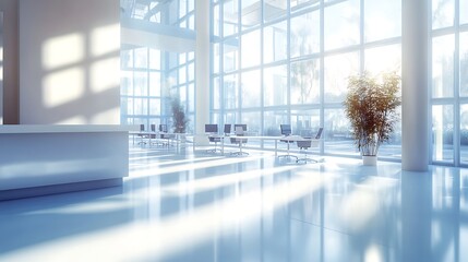 Modern white and blue open space office interior