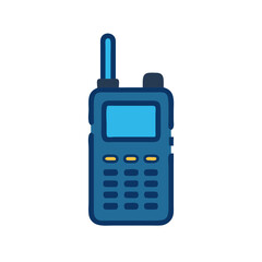 Blue walkie talkie isolated on black background vector