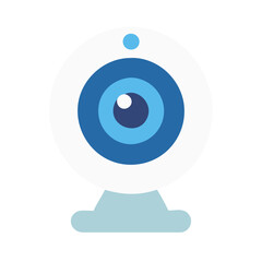 Cute flat illustration of a webcam on black background