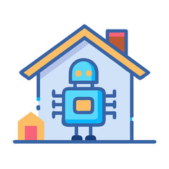 Smart Home Automation with Robot Vector Icon Design