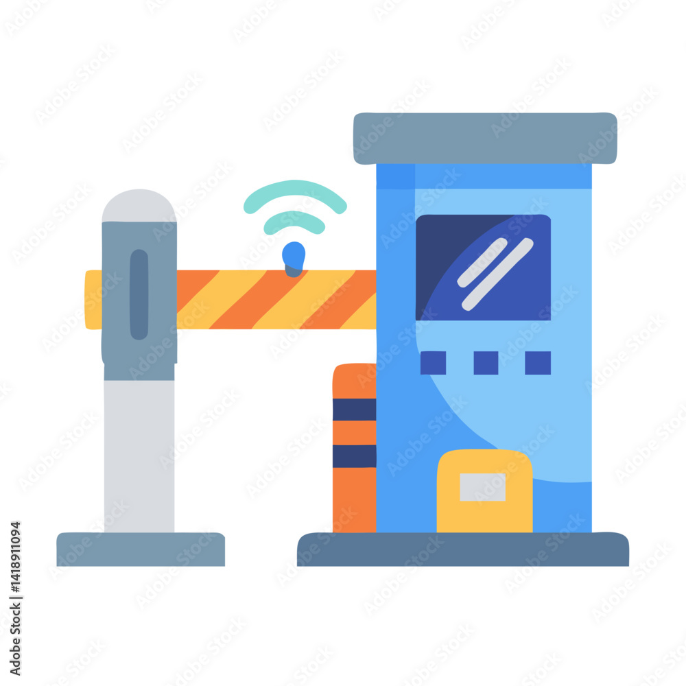 Poster automatic toll booth gate with wireless sensor icon