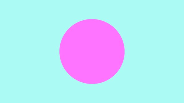 Two pink circles moving towards the center of a light blue background are animated in motion, merging into one