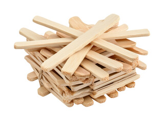 A Closeup Shot of a Pile of Wooden Popsicle Sticks Arranged in a Random Pattern