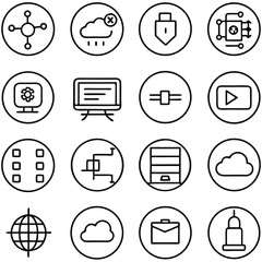Collection of Simple Technology and Cloud Computing Icons