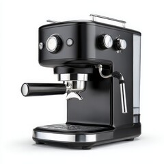 Black espresso machine isolated on white background