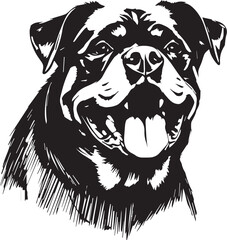 Rottweiler, rottie Peeking Dog,black vector silhouette illustration on white background