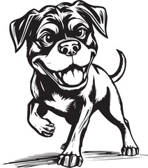 Rottweiler, rottie Peeking Dog,black vector silhouette illustration on white background