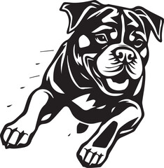 Rottweiler, rottie Peeking Dog,black vector silhouette illustration on white background