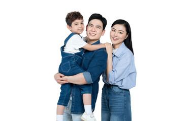 Obraz premium portrait of an asian family posing on a white background
