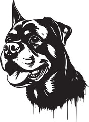 Rottweiler, rottie Peeking Dog,black vector silhouette illustration on white background