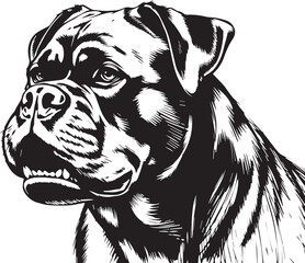 Rottweiler, rottie Peeking Dog,black vector silhouette illustration on white background