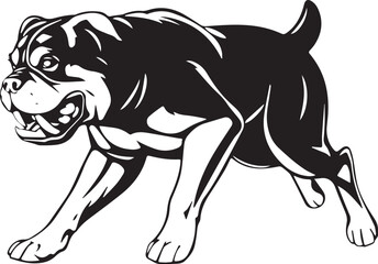 Rottweiler, rottie Peeking Dog,black vector silhouette illustration on white background