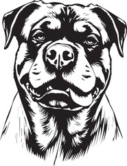 Rottweiler, rottie Peeking Dog,black vector silhouette illustration on white background