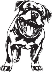 Rottweiler, rottie Peeking Dog,black vector silhouette illustration on white background