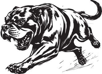 Rottweiler, rottie Peeking Dog,black vector silhouette illustration on white background