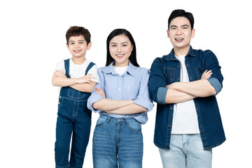 Fototapeta premium portrait of an asian family posing on a white background