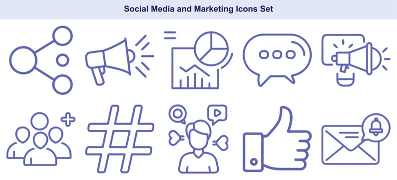 Outlined Social Media Icons Set for Marketing Projects