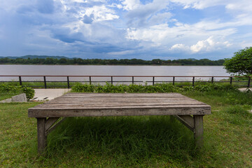 Serene riverside relaxation tranquil destination outdoor view scenic landscape nature reflection