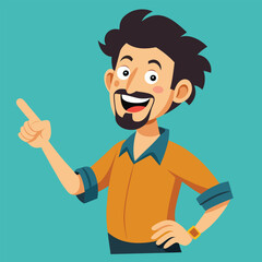 Happy man pointing into a blank copy space spot with two hands