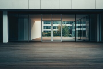 Obraz premium Modern office building exterior with a patio