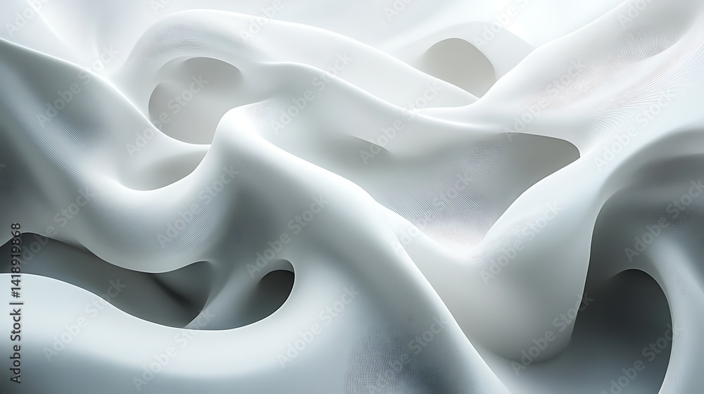 Poster abstract flowing white fabric with soft lighting, abstract image of flowing white fabric with soft l