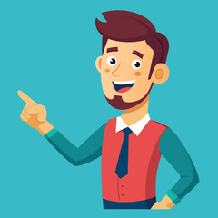 Happy man pointing into a blank copy space spot with two hands