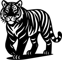 Tiger Silhouette – Black and White Vector Illustration