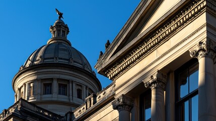 Obraz premium State Capitol Dome and Building Facade at Dawn