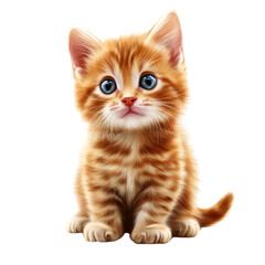 Fototapeta premium Cute kitten, full-body, clip-art style, isolated on a white background