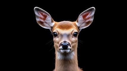 Fototapeta premium Close-up portrait of a fawn, direct gaze