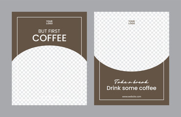Coffee shop social media feed post template vector