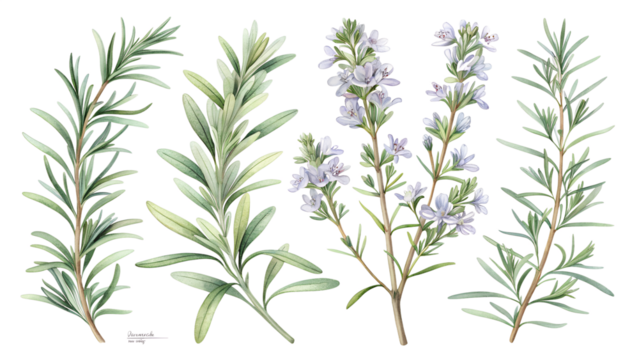 fresh rosemary isolated on transparent background.