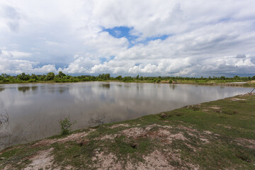 Scenic landscape view of calm waters rural area nature photography serene environment wide angle tranquility and reflection