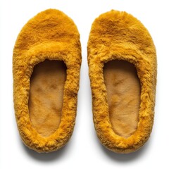 Pair of soft slippers on white background