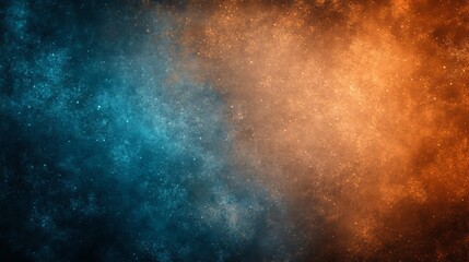 Obraz premium A vibrant cosmic nebula swirls with teal and orange hues, creating a dramatic space dust background. Perfect for science fiction, fantasy, or abstract designs.