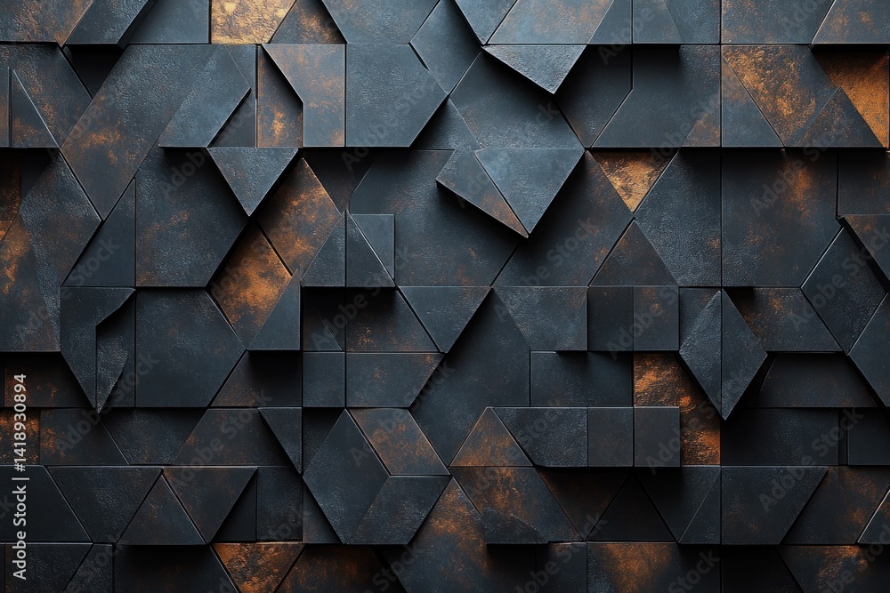 Wall mural dark triangular pattern technology background three dimensional geometric mosaic abstract wallpaper