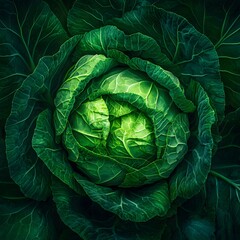 Obraz premium Vibrant Green Cabbage Vegetable Closeup Photography