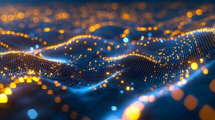 In a mesmerizing display of luminous lines and complex digital weaves, the cybernetic grid interface pulses with