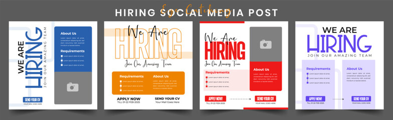 We Are Hiring Social Media Post Template for Job Openings and Staff Recruitment Easy to Edit Design Perfect for Promoting Vacancies on Instagram Facebook LinkedIn and Other Hiring Platforms.