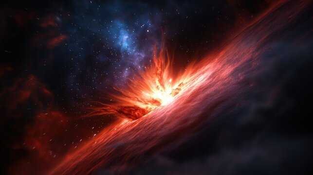 Cosmic explosion, fiery nebula, outer space, stellar event