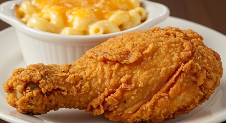 Fried Chicken Drumstick with Mac and Cheese