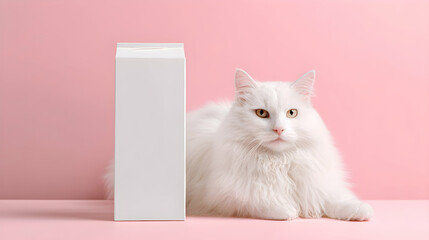 mockup white bottle milk with cat