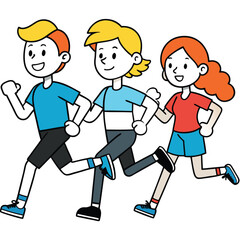 Three friends running together