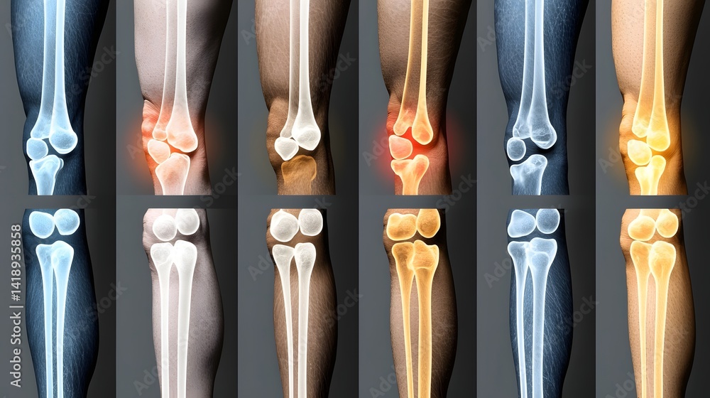 Poster digital x ray style visualization depicting arthritis affecting multiple joints in the body with col